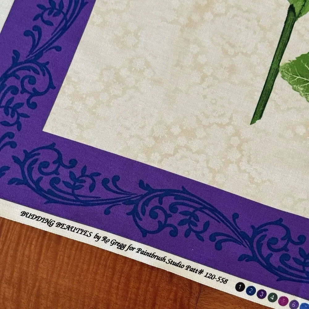 Paintbrush Studios Budding Beauties Quilt Panel Hydrangeas Flowers Purple Fabric